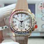 PPM Luxury Reissue Patek Philippe Rainbow Aquanaut Luce Beige Rubber Strap Watch 